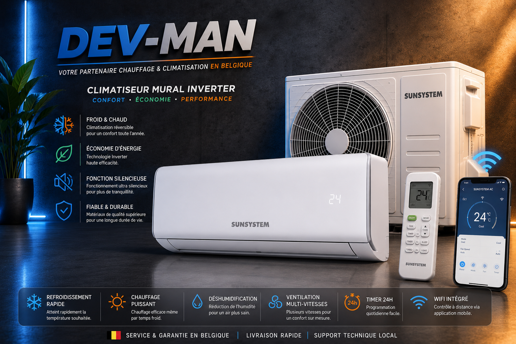 Climatiseur mural inverter SUNSYSTEM-120-HSD-12000 BTU-WI-FI